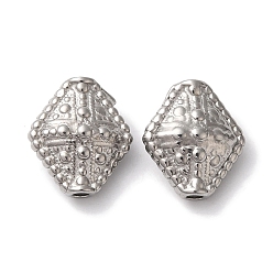 Нержавеющая Сталь Цвет Не тускнеет 304 бусины из нержавеющей стали, ромб, цвет нержавеющей стали, 12x10.5x6 мм, отверстие : 1.6 мм