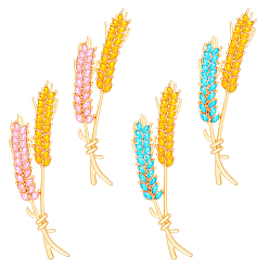 (52) Непрозрачная лаванда 4 шт. 2 цвета пшеничного сплава со стразами броши для рюкзака одежды, разноцветные, 74x21.5 мм, 2 шт / цвет