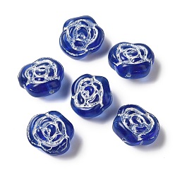 Королевский синий Прозрачные бусины лэмпворк, роза, королевский синий, 13x8 мм, отверстие : 1 мм, Около 65~75 шт / 100 г