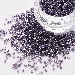Dark Slate Blue Glass Cylinder Beads, Seed Beads, Transparent Colours Luster, Round Hole, Dark Slate Blue, 1.5~2x1~2mm, Hole: 0.8mm, about 8000pcs/bag, about 1pound/bag