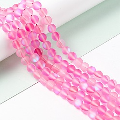 Темно-Розовый Синтетические лунные лучи, матовые, круглые, темно-розовыми, 8 мм, отверстие : 1 мм, около 43~47 шт / нитка, 14.37''~15.08'' (36.5~38.3 см)