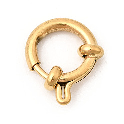 Настоящее золото 18K 304 пружинные кольца из нержавеющей стали, ионное покрытие (ip), кольцо, реальный 18 k позолоченный, 15x13x4 мм, отверстие : 8 мм