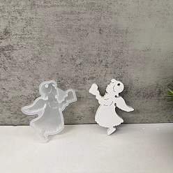 Angel & Fairy DIY силиконовые формы для кулона, формы для литья смолы, для уф-смолы, изготовление ювелирных изделий из эпоксидной смолы, на Рождество, белые, ангел и фея, 83x71x11 мм, отверстие : 2 мм
