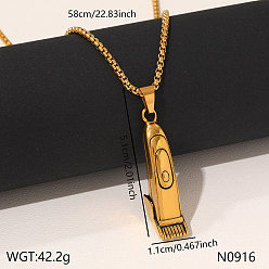 Tool 304 Colliers pendentifs en acier inoxydable et cristal strass pour hommes, or, rasoir, 22.83 pouce (58 cm), pendentif: 51x11 mm