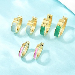 (52) Непрозрачная лаванда 304 обруч серьги из нержавеющей стали эмаль, золотые, разноцветные, 12~15.5x13.5~16x2~4 мм, 3 пар / набор