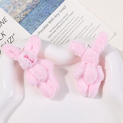 Pearl Pink Velvet Big Pendants, Rabbit Charms, Pearl Pink, 55x30mm