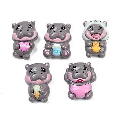 (52) Непрозрачная лаванда Симпатичные кабошоны из непрозрачной смолы, гиппопотам, разноцветные, 24.5~26x17.5~21x11.5~12 мм