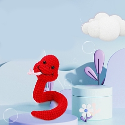 Красный Наборы для вязания кукол-змей своими руками для начинающих, включая инструкции, крючки для вязания крючком, маркеры петель, молочный хлопок, волокнистый наполнитель, игла с большим ушком, глаз безопасности, красные, 310x60 мм