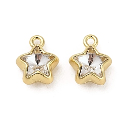 Golden Alloy Rhinestone Pendants, Star, Golden, 12x10x7mm, Hole: 1.5mm