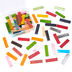 (52) Непрозрачная лаванда Кабошоны из стекла, мозаичные плитки, для украшения дома или поделок, прямоугольные, разноцветные, 40x10x2~2.5 мм, 200 г