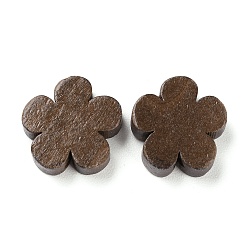 Coffee Natural Wood Dyed Beads, Flower, Coffee, 19~19.5x19~20x5.5mm, Hole: 1.8mm