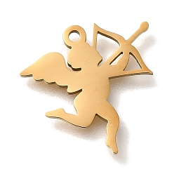 Золотой 201 подвески из нержавеющей стали, ангельские прелести, золотые, 15.5x15.5x1 мм, отверстие : 1.2 мм