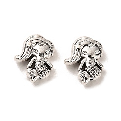 Античное Серебро Сплавочные овальные бусины тибетского стиля , без кадмия и без свинца, русалка, античное серебро, 12.5x10x3.5 мм, отверстие : 1.4 мм, Около 961 шт / 1000 г