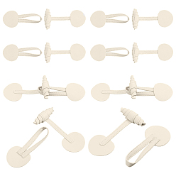 White Leather Toggle Buckles, for Bag Sweater Jacket Coat, DIY Sewing Accessories Crafts, Horn, White, 52x170x16.5mm