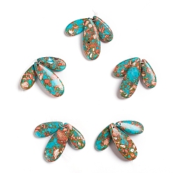 Светлый Морско-зеленый Подвески из синтетического золота линии Howlite, окрашенные, слеза, светло-зеленый, 34.5~50.5x15~20.5x6.5~7 мм, отверстие : 2 мм