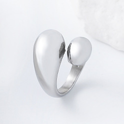 Нержавеющая Сталь Цвет 304 открытые кольца-манжеты из нержавеющей стали для женщин, слеза, цвет нержавеющей стали, размер США 6 (16.5 мм)