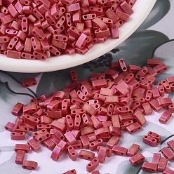 (HTL408FR) Matte Opaque Red AB MIYUKI Half TILA Beads, Japanese Seed Beads, 2 Hole, (HTL408FR) Matte Opaque Red AB, 5x2.3x1.9mm, Hole: 0.8mm, about 2500pcs/100g