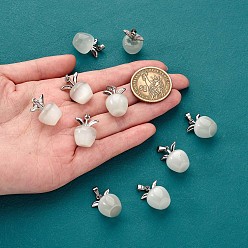 Серый 10 шт яблочный драгоценный камень подвеска кристалл кварц исцеление подвески из натурального камня розовая серебряная пряжка для ювелирных изделий ожерелье серьги изготовление ремесел, серые, 20.5x14.8 мм, отверстие : 3 мм