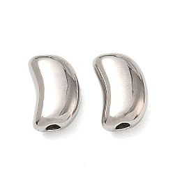 Platinum Brass Beads, Kidney Bean, Cadmium Free & Lead Free, Rack Plating, Long-Lasting Plated, Platinum, 12x7.5x5.5mm, Hole: 2.5mm