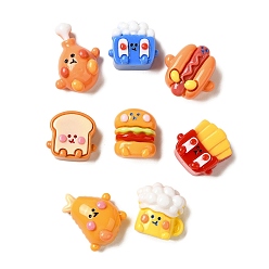 (52) Непрозрачная лаванда Кабошоны из непрозрачной смолы, имитация еды, декодирование, хот-дог, гамбургер и картофель фри, разнообразные, разноцветные, 19~28.5x16.5~22.5x8.5~13.5 мм