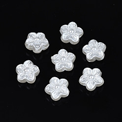 Ivoire Perles de nacre en plastique ABS, fleur, blanc crème, 9x9x5mm, Trou: 1.6mm, environ3270 pcs / 500 g