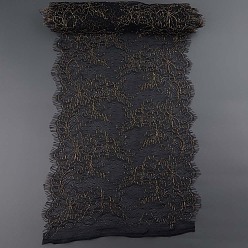 Черный 3m полиэстеровая широкая кружевная отделка в форме ресниц, цветочное кружево волнистая отделка, аксессуары для одежды, золотые, чёрные, 10 дюйм (24~25 см), около 3.28 ярдов (3 м) / шт