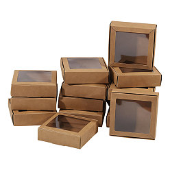 BurlyWood Cardboard Mailer Boxes, with PVC Windows, Square, BurlyWood, 10.5x10.5x3.05cm