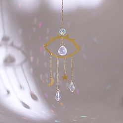 Золотой Стеклянный ловец солнца для окон радуга производитель, подвесные украшения в виде глаз из металла, для украшения дома и улицы, золотые, 280 мм