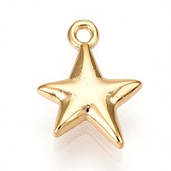 Настоящее золото 18K Латунные подвески, звезды прелести, без кадмия, без никеля и без свинца, реальный 18 k позолоченный, 10.5x9x2.2 мм, отверстие : 1.2 мм