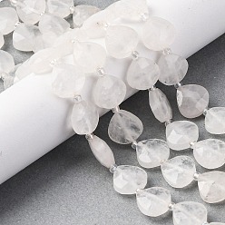 Хрусталь Природных кристаллов кварца бисер нитей, граненое сердце из горного хрусталя, с бисером, 12x12x5 мм, отверстие : 1.2 мм, около 12 шт / нитка, 6.50'' (16.5 см)