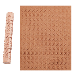 Star Beech Wood Ceramics Tool, Round Column, Star Pattern, 151x21mm