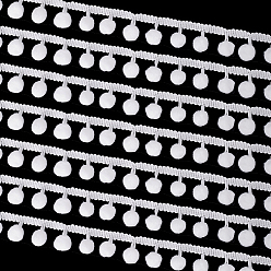 Белый 22 ярдов чинлона отделка кружевом с кисточками, помпоны с бахромой, аксессуары для одежды, белые, 3/8 дюйм (10 мм)