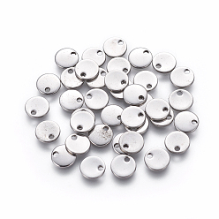 Stainless Steel Color 304 Stainless Steel Charms, Stamping Blank Tag, Flat Round, Stainless Steel Color, 7x1mm, Hole: 1.4mm