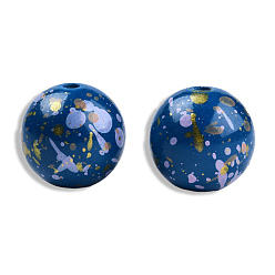 Medium Blue Spray Painted Resin Beads, Round, Medium Blue, 20x19mm, Hole: 2~2.4mm