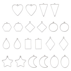 Нержавеющая Сталь Цвет 22 шт 11 стили 304 подвески из нержавеющей стали, луна звезда сердце треугольник шарм, цвет нержавеющей стали, 28~38.5x17.5~30.5x3 мм, отверстие : 2 мм, 2 шт / стиль