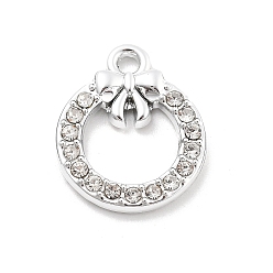 Платина Подвески из сплава и страза, УФ-покрытием, Рождественский венок, платина, 17x14x2 мм, отверстие : 1.6 мм