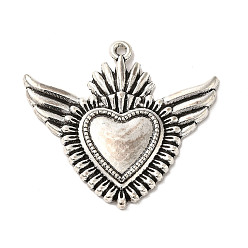 Античное Серебро Сплавочные подвески тибетского стиля, без кадмия и без свинца, святое сердце, античное серебро, 36x39.5x3.5 мм, отверстие : 1.6 мм, Около 140 шт / 1000 г