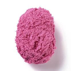 Hot Pink Soft Faux Fur Yarn, Twisted Cord, Hand-woven, for Baby Coat, Vest, Scarf, Hat, Hot Pink, 9~11x0.5mm, 38.28 yard(35m)/roll, 10rolls/bag