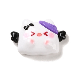 Белый Кабошоны из непрозрачной смолы для Хэллоуина, форма кошки, белые, 18x26x8 мм