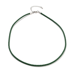 Темно-Зеленый Изготовление плетеных круглых браслетов из искусственной кожи, с застежками-карабами из нержавеющей стали цветового тона из нержавеющей стали, темно-зеленый, 17-1/8 дюйм (43.6 см)