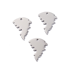 Stainless Steel Color Non-Tarnish 304 Stainless Steel Pendants, Manual Polishing, Tornado Charm, Stainless Steel Color, 24.5x20x1.4mm, Hole: 1.8mm