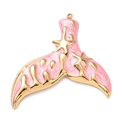 Другие Океан 304 подвески из нержавеющей стали, с эмалью, золотые, прелести рыбий хвост, 47x44.5x3 мм, отверстие : 1.8 мм