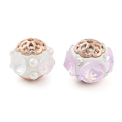 (52) Непрозрачная лаванда Индонезийские бусины ручной работы, со сплавом, абс пластмасса, смола и стекло, круглые, разноцветные, 18x16.5 мм, отверстие : 1.8 мм