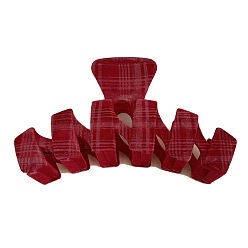 Красный Корейский клетчатый бархатный зажим, заколки-когти для волос с флокированием, заколка для волос, украшение для волос, форма волны, красные, 129x60 мм