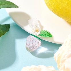 Pink Клубничные прозрачные акриловые мобильные пылезащитные заглушки, с колпачками из АБС-пластика, имитирующими жемчуг, розовые, 35 мм