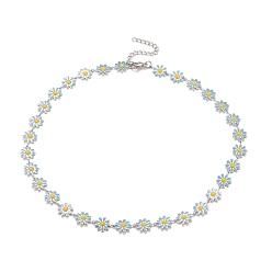 Темно-Голубой Колье с цепочкой из эмалевых звеньев, 304 женские украшения из нержавеющей стали, цвет нержавеющей стали, глубокое синее небо, 16.3 дюйм (41.5 см)