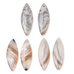 Натуральный Агат Природные мексиканские подвески Агат, Очарование лошадиных глаз, 37~38.5x13~13.5x3.5~4.5 мм, отверстие : 1.2 мм