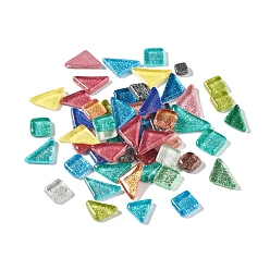 (52) Непрозрачная лаванда Мозаика смешанной формы с блестками, стеклянные кабошоны, для украшения дома или поделок, разноцветные, 9~17x9~27x4~5 мм, Около 600 шт / 1000 г