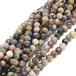 Labradorite Natural Rhodonite Beads Strands, Round, 8mm, Hole: 1.2mm, about 47pcs/strand, 15.16 inch(38.5cm)