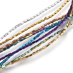 (52) Непрозрачная лаванда Гальванизировать немагнитных синтетический гематит бисер пряди, кубоид, разноцветные, 2~3x1~1.5 мм, отверстие : 0.5 мм, около 48~52 шт / нитка, 15.7 дюйм (40 см)